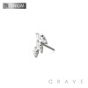 IMPLANT GRADE TITANIUM THREADLESS PUSH IN CZ MARQUISE FAN DROP TOP PART